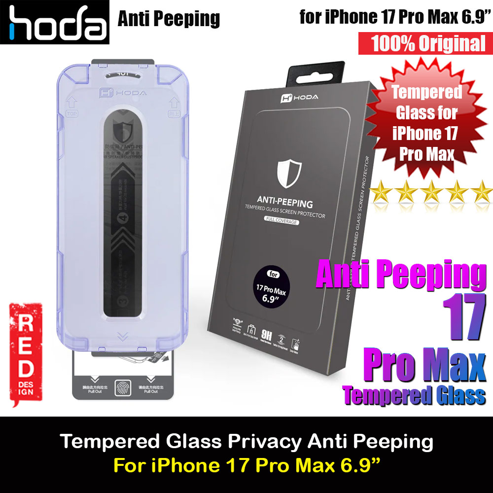Hoda Privacy Full Coverage Tempered Glass Screen Protector for iPhone 17 Pro Max 6.9 (Anti Peep)