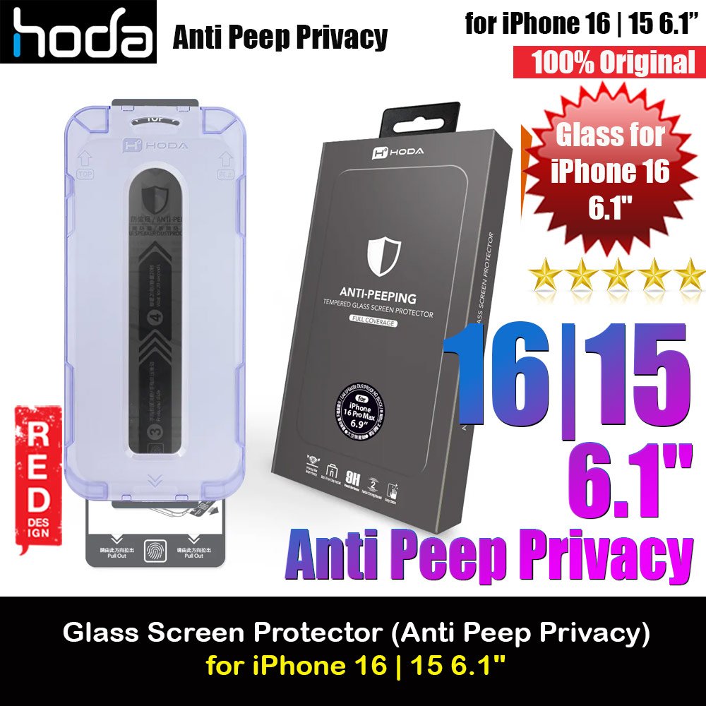 Hoda 0.33mm 2.5D Full Coverage Anti Peep Tempered Glass Screen Protector for iPhone 16 6.1 iPhone 15  6.1 (Privacy)