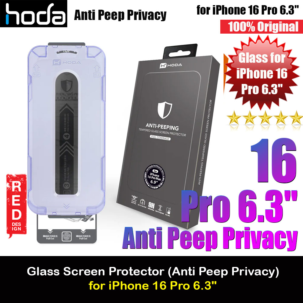 Hoda 0.33mm 2.5D Full Coverage Anti Peep Tempered Glass Screen Protector for iPhone 16 Pro 6.3 (Privacy)