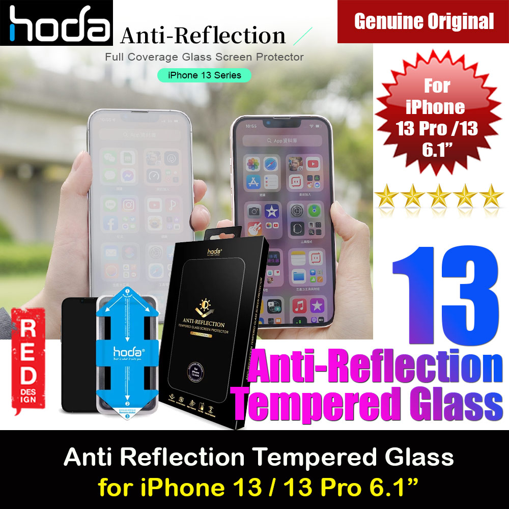 Hoda 0.33mm 2.5D Full Coverage Tempered Glass Screen Protector for Apple iPhone 13 iPhone 13 Pro 6.1 (Anti Reflection)