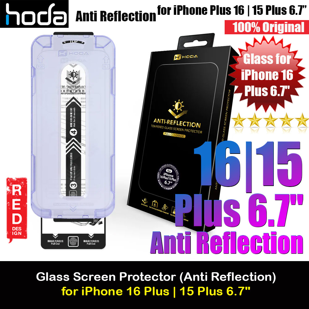 Hoda 0.33mm 2.5D Full Coverage Anti Reflection Tempered Glass Screen Protector for iPhone 16 Plus 6.7 iPhone 15 Plus 6.7 (Anti Reflection)