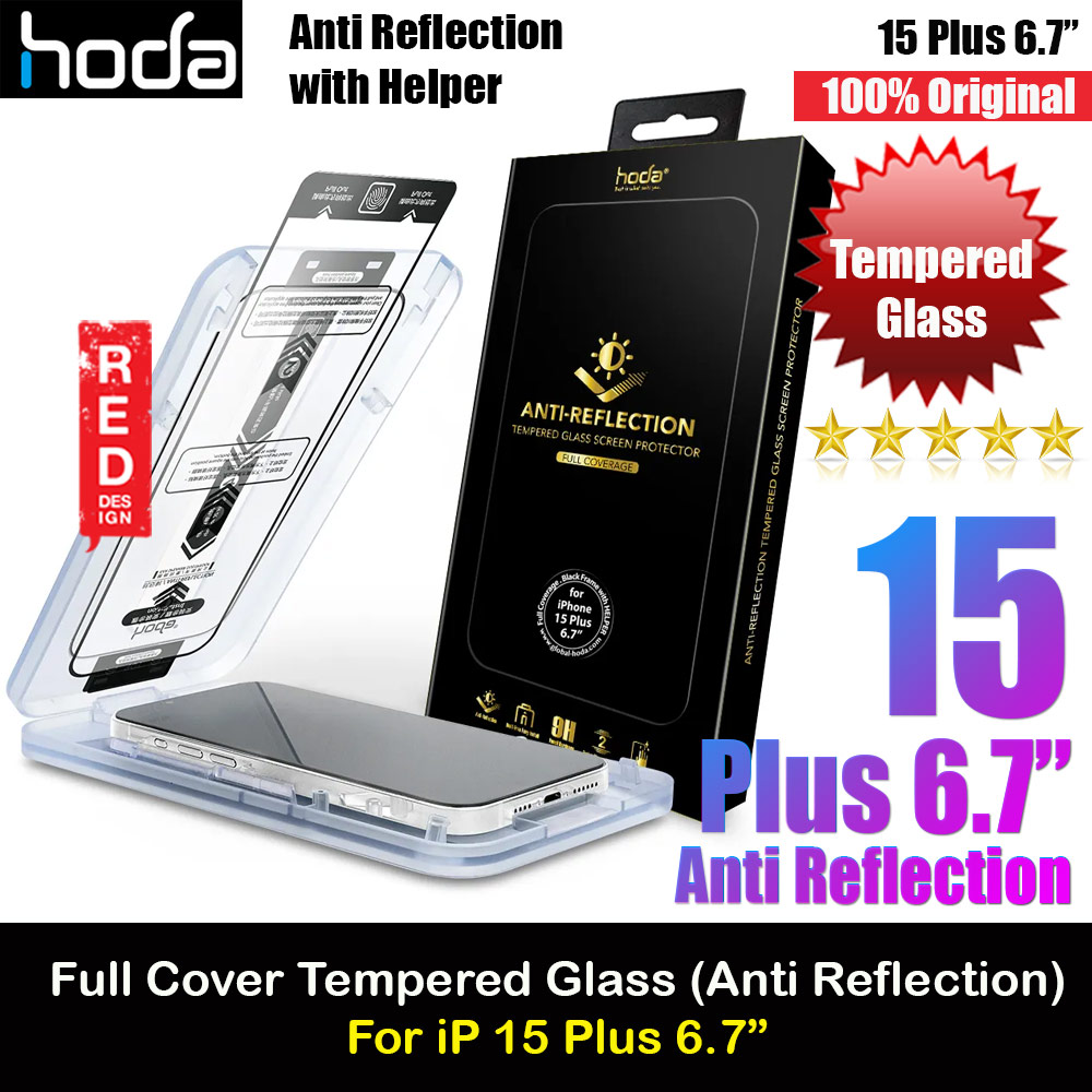 Hoda 0.33mm 2.5D Full Coverage Anti Reflection Tempered Glass Screen Protector for Apple iPhone 15 Plus 6.7 (Anti Reflection)