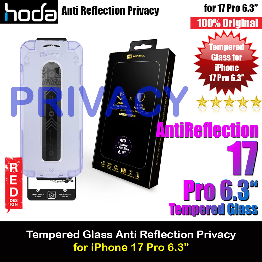 Hoda Anti Reflection Full Coverage Tempered Glass Screen Protector for iPhone 17 Pro 6.3 (Anti Reflection Privacy)