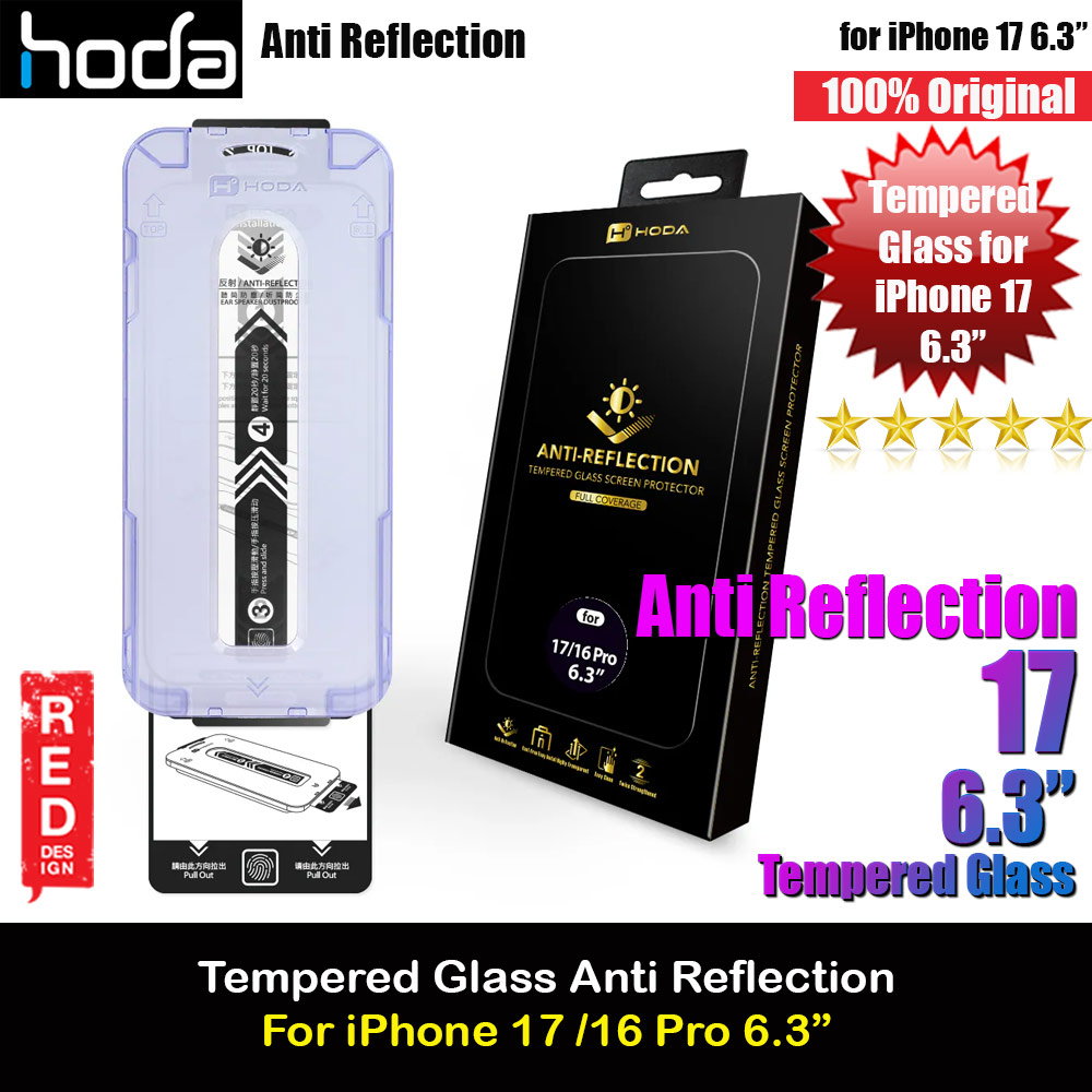 Hoda Anti Reflection Full Coverage Tempered Glass Screen Protector for iPhone 17 iPhone 16 Pro 6.3 (Anti Reflection)