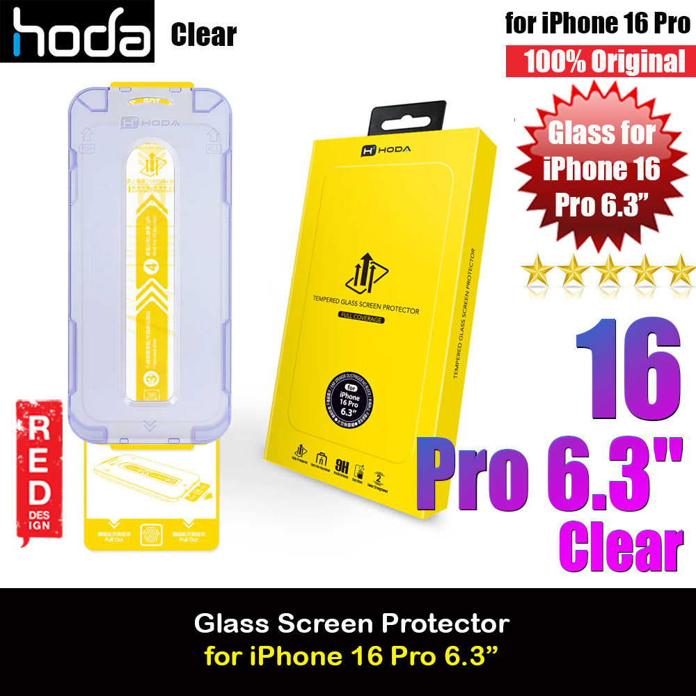 Hoda 0.33mm 2.5D Full Coverage Tempered Glass Screen Protector for iPhone 16 Pro 6.3 with Dust Free Helper (Clear)