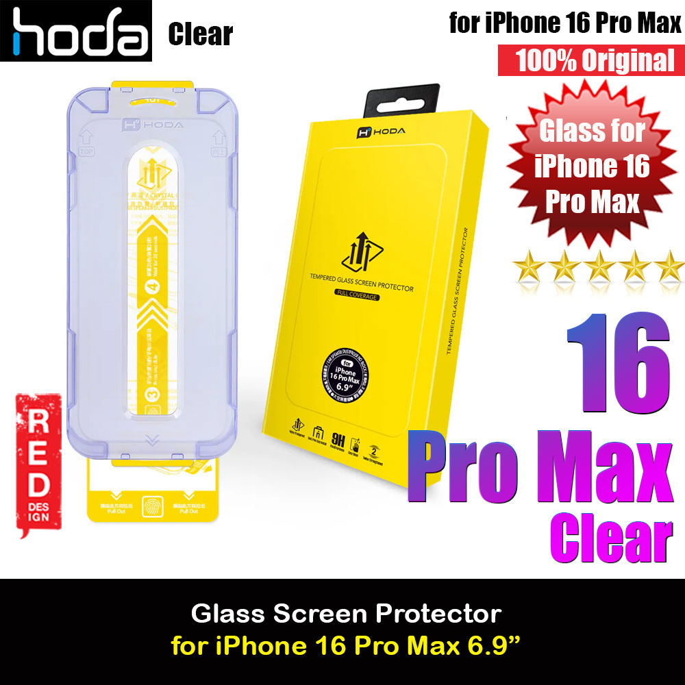 Hoda 0.33mm 2.5D Full Coverage Tempered Glass Screen Protector for iPhone 16 Pro Max 6.9 with Dust Free Helper (Clear)
