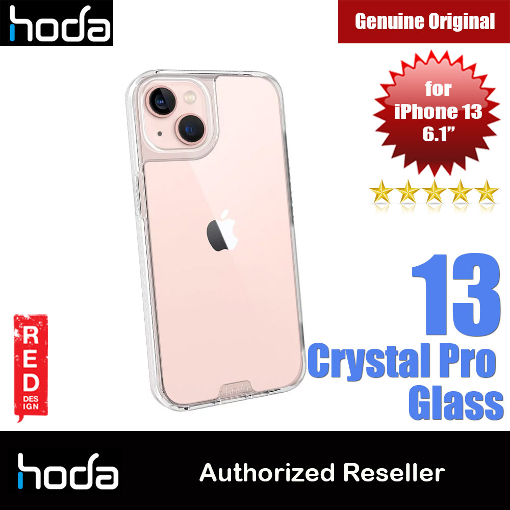 Hoda Military CRYSTAL PRO 3D TEMPERED GLASS BACKPLATE Drop Protection PROTECTIVE Case for Apple iPhone 13 6.1 (Crystal Clear)