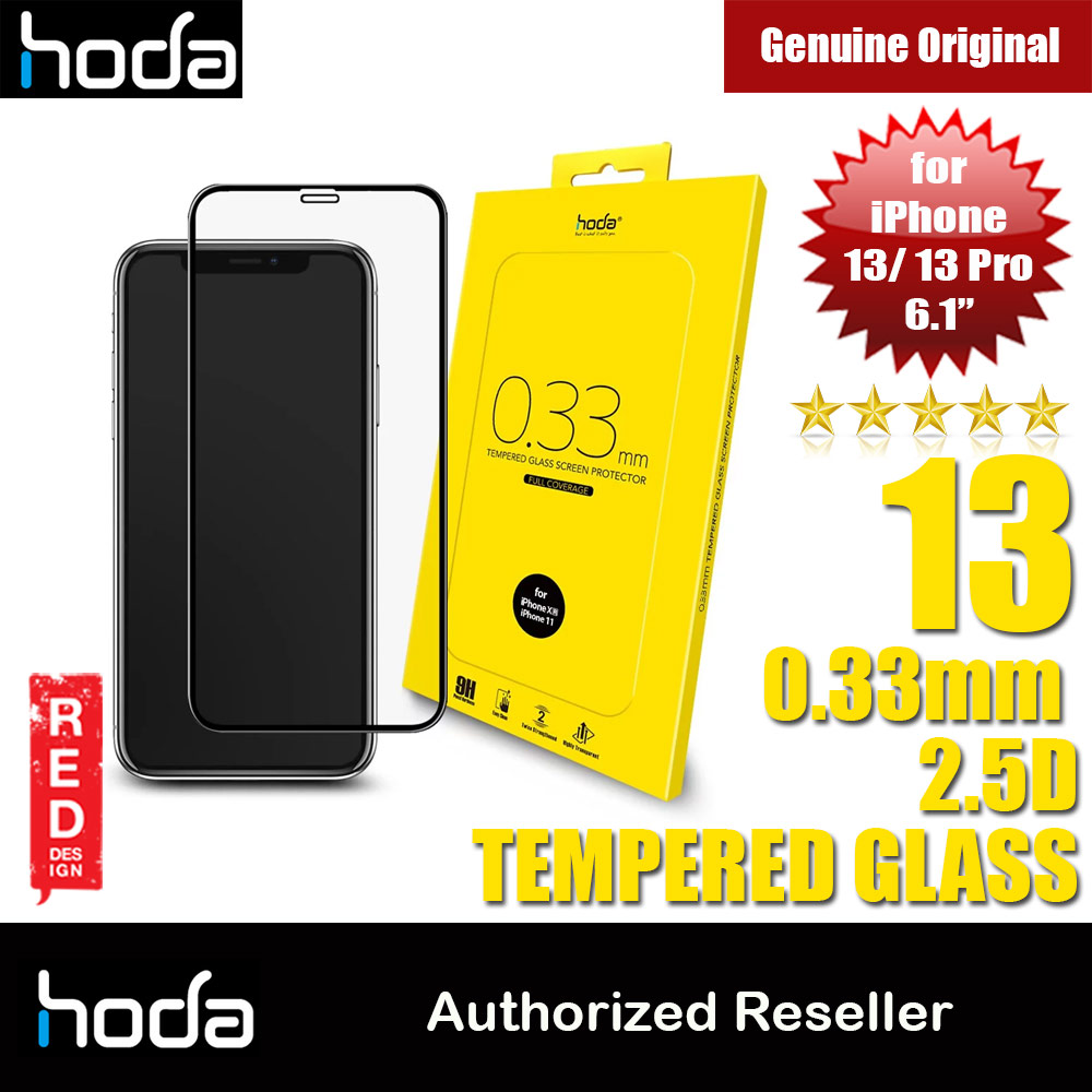 Hoda 0.33mm 2.5D Full Coverage Tempered Glass Screen Protector for Apple iPhone 13 iPhone 13 Pro 6.1 (Black)