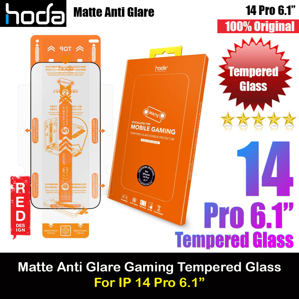 Hoda 0.33mm 2.5D Full Coverage Gamer Matte Tempered Glass Screen Protector for Apple iPhone 14 Pro 6.1 (Matte)