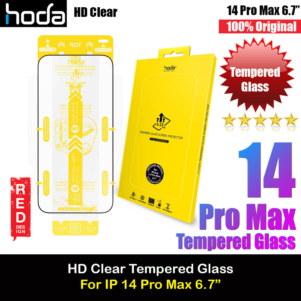 Hoda 0.33mm 2.5D Full Coverage Tempered Glass Screen Protector for Apple iPhone 14 Pro Max 6.7 (Clear Black)