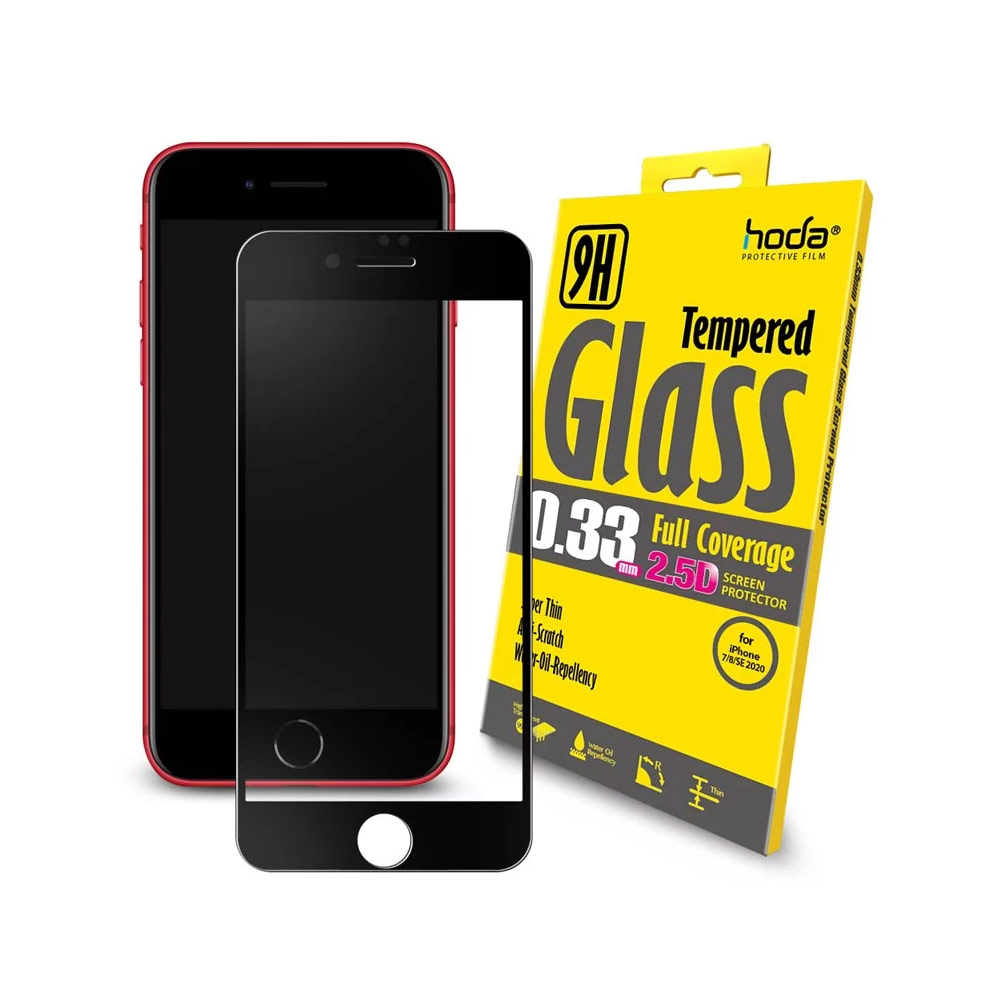Hoda 0.33mm Full Coverage Tempered Glass Screen Protector for Apple iPhone 7 iPhone 8 iPhone SE 2020 iPhone SE 2022  (Black)