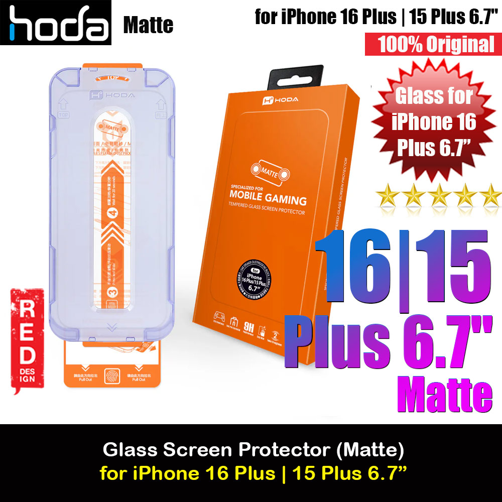 Hoda 0.33mm 2.5D Full Coverage Gamer Matte Tempered Glass Screen Protector for Apple iPhone 16 Plus 6.7 iPhone 15 Plus 6.7 (Matte)