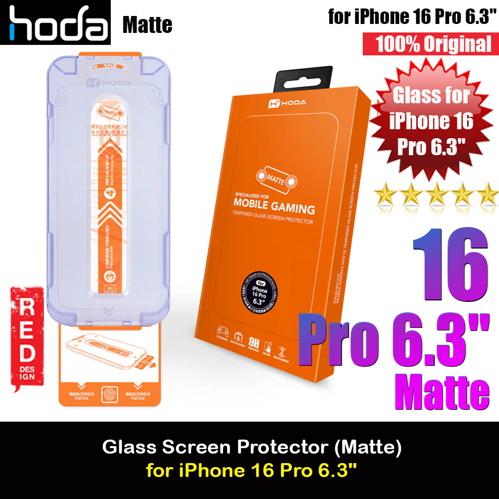 Hoda 0.33mm 2.5D Full Coverage Gamer Matte Tempered Glass Screen Protector for Apple iPhone 16 Pro 6.3 (Matte)