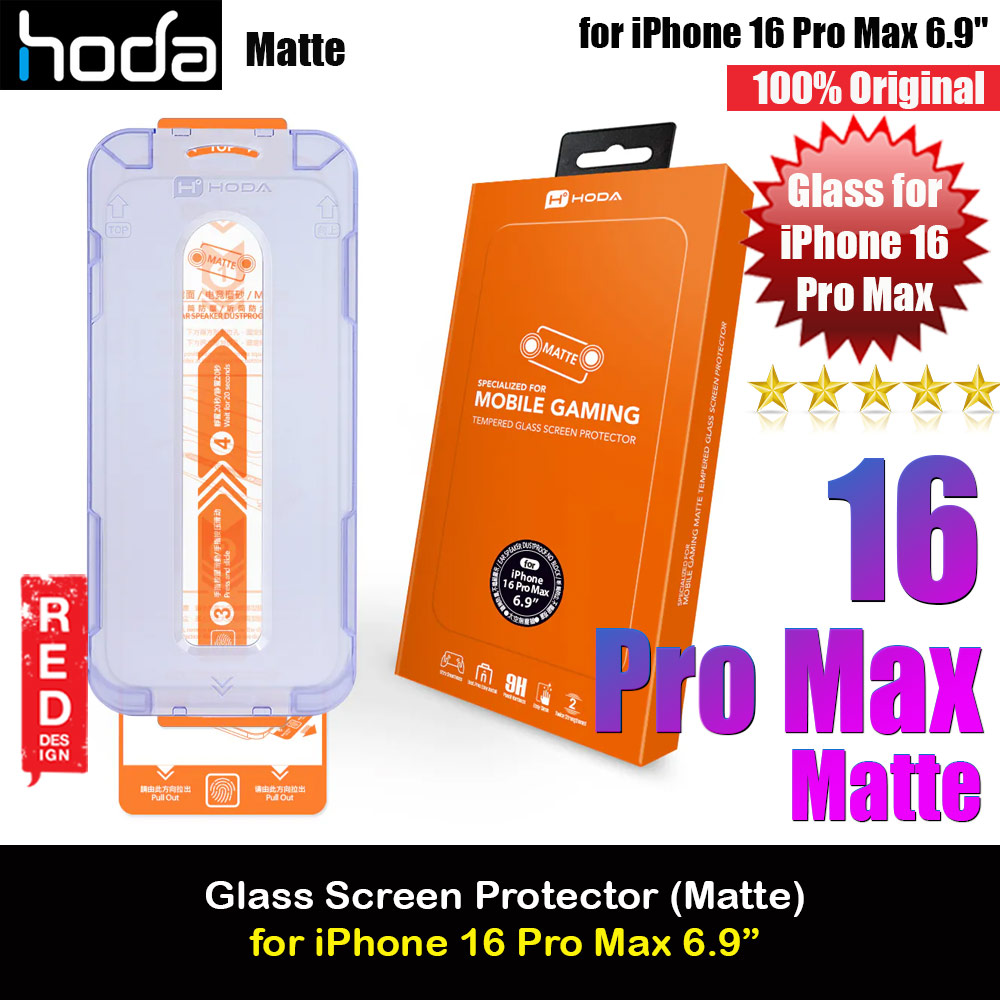 Hoda 0.33mm 2.5D Full Coverage Gamer Matte Tempered Glass Screen Protector for Apple iPhone 16 Pro Max 6.9 (Matte)