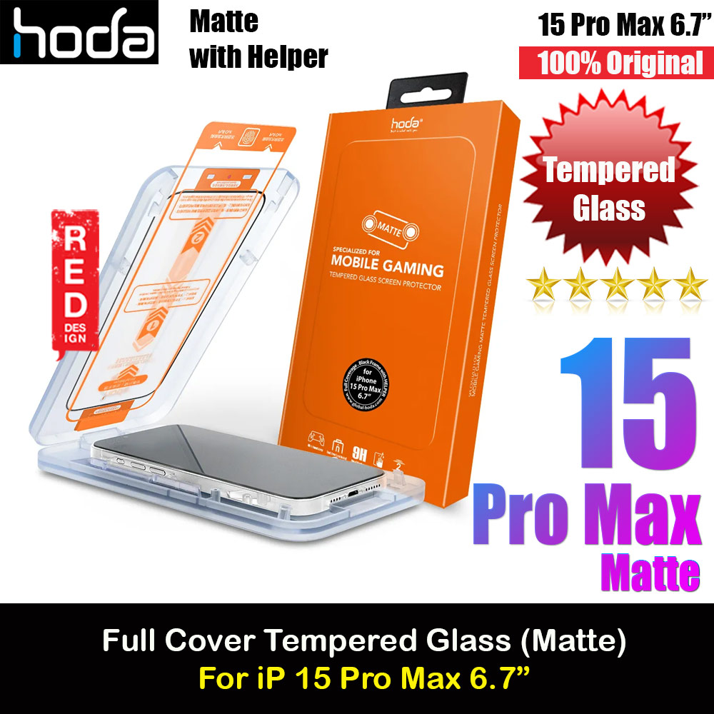 Hoda 0.33mm 2.5D Full Coverage Gamer Matte Tempered Glass Screen Protector for Apple iPhone 15 Pro Max 6.7 (Matte)