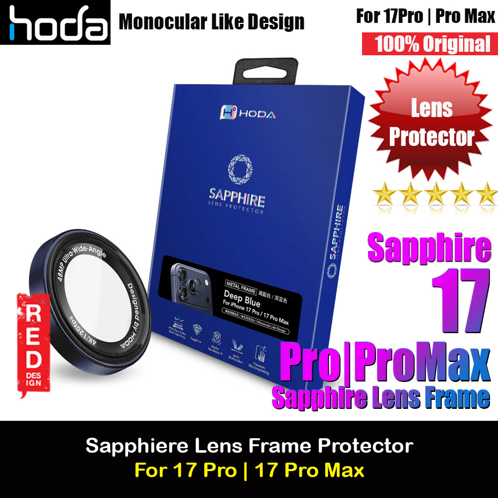 Hoda Sapphire Lens Protector Monocular Like Design for iPhone 17 Pro Max 6.9 17 Pro 6.3 (3PCS Deep Blue)