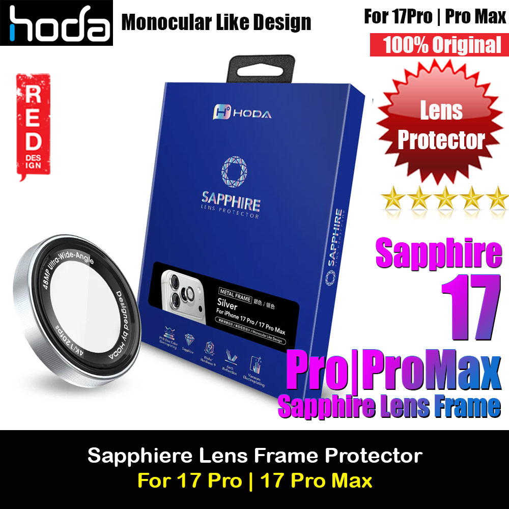 Hoda Sapphire Lens Protector Monocular Like Design for iPhone 17 Pro Max 6.9 17 Pro 6.3 (3PCS Silver)