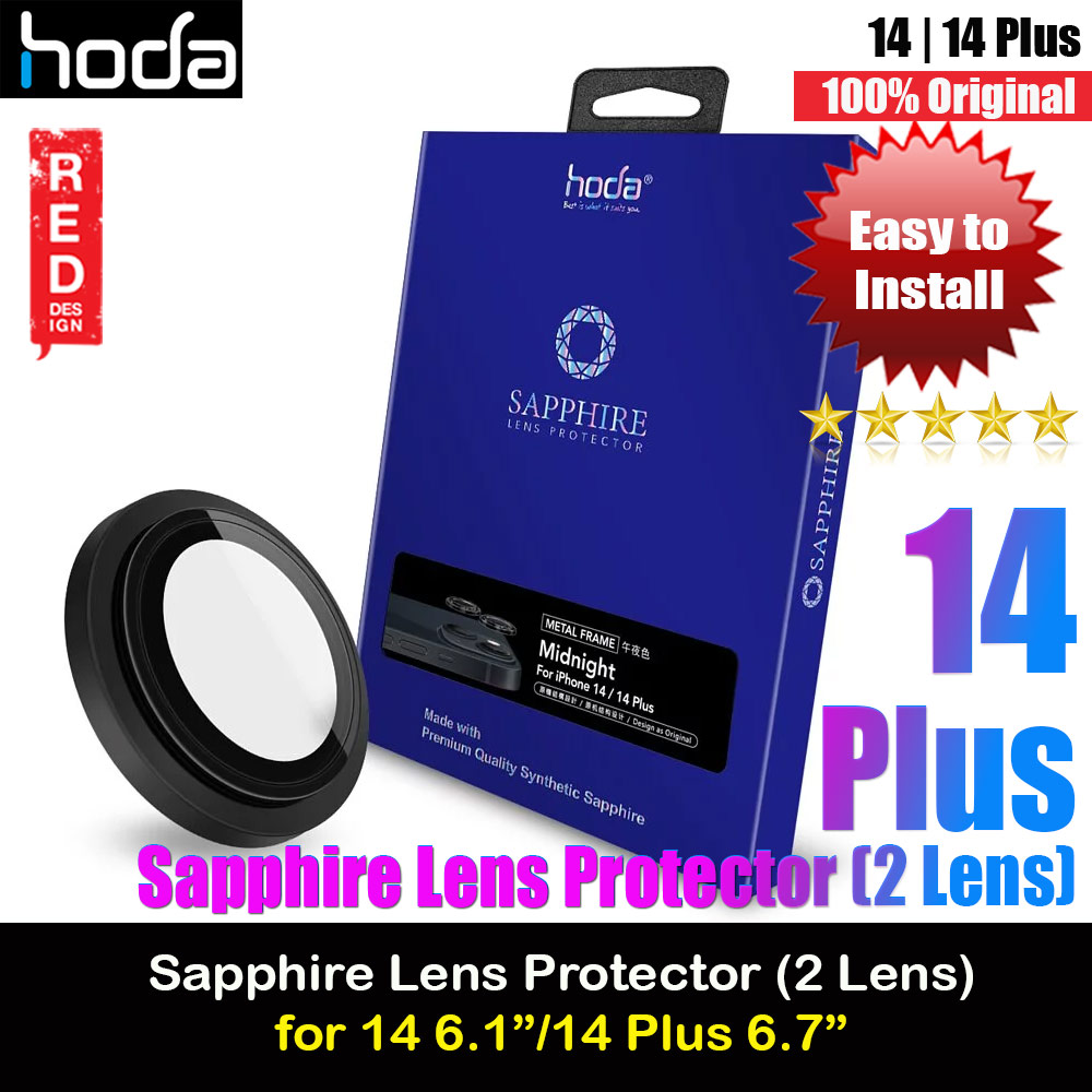 Hoda Sapphire Lens Protector for iPhone 14 6.1 iPhone 14 Plus 6.7  (2PCS Black)