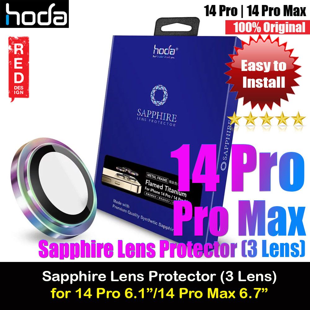 Hoda Sapphire Lens Protector for iPhone 14 6.1 iPhone 14 Plus 6.7  (2PCS Flamed Titanium)