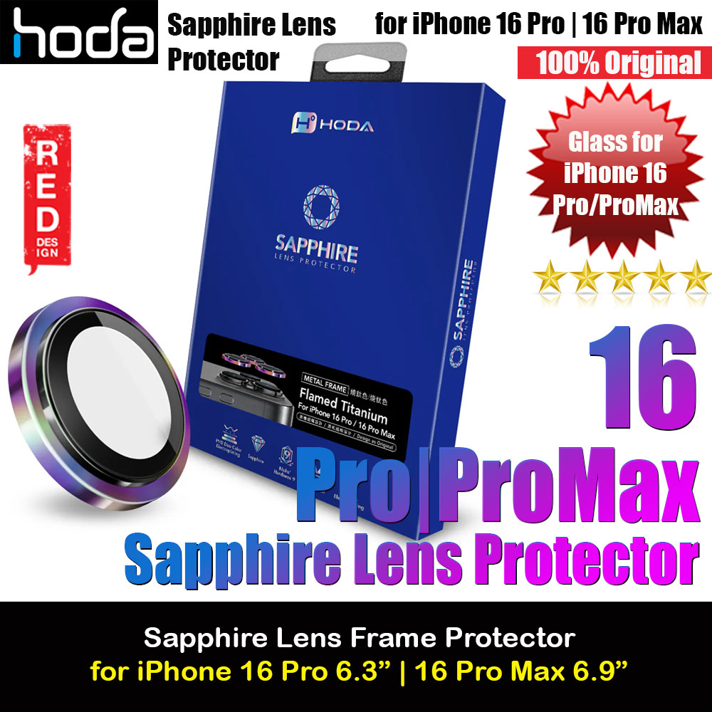 Hoda Sapphire Lens Protector for iPhone 16 Pro 6.3 iPhone 16 Pro Max 6.9  (3PCS Flamed Titanium)
