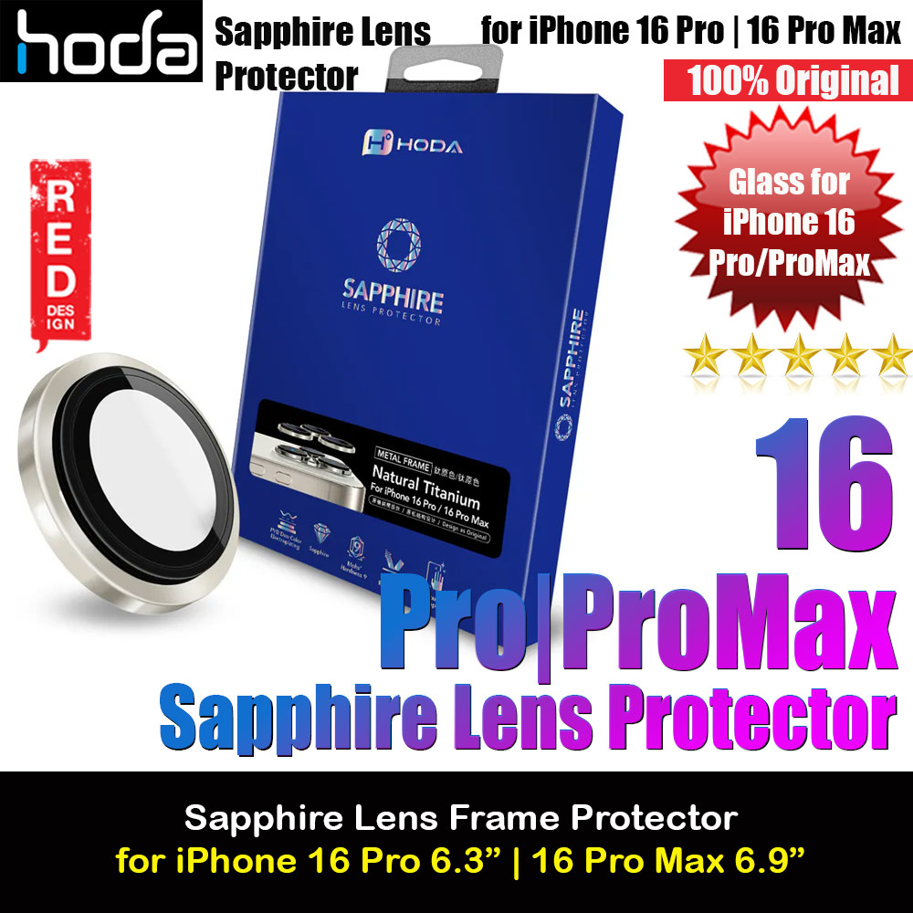 Hoda Sapphire Lens Protector for iPhone 16 Pro 6.3 iPhone 16 Pro Max 6.9  (3PCS Natural Titanium)