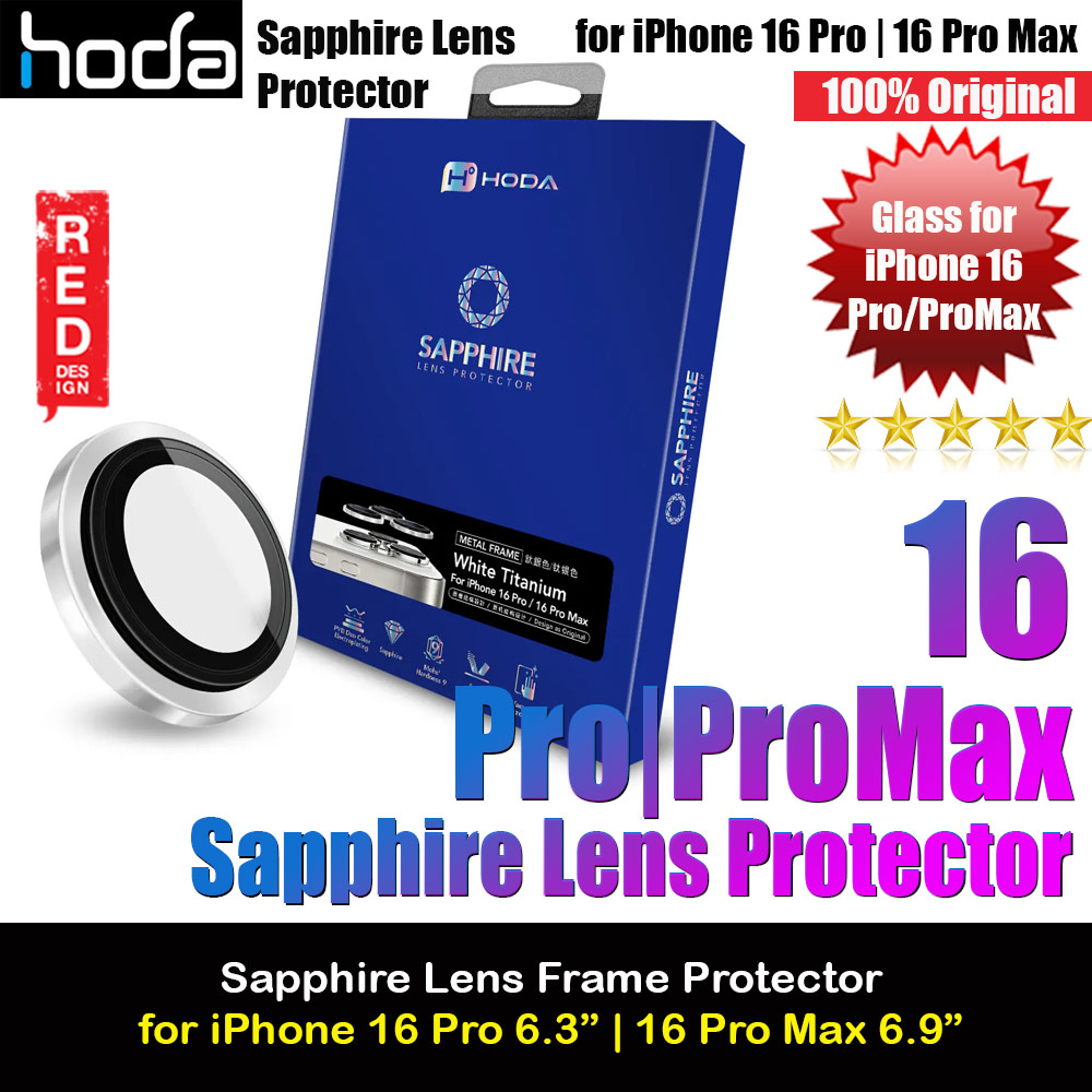 Hoda Sapphire Lens Protector for iPhone 16 Pro 6.3 iPhone 16 Pro Max 6.9  (3PCS White Titanium)