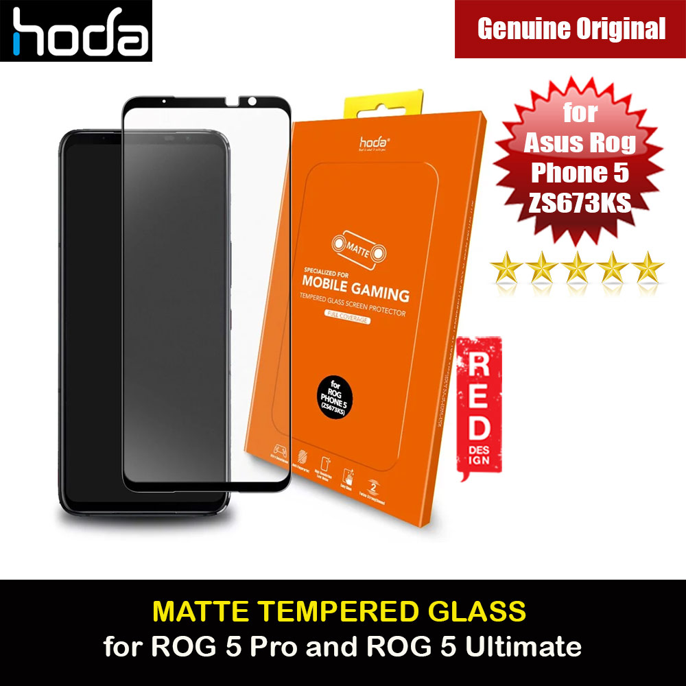 Hoda 0.33mm Gamers Full Coverage Tempered Glass Protector for Asus Rog Phone 5 Rog Phone 5 Pro Rog Phone 5 Ultimate ZS673KS (Matte Black)