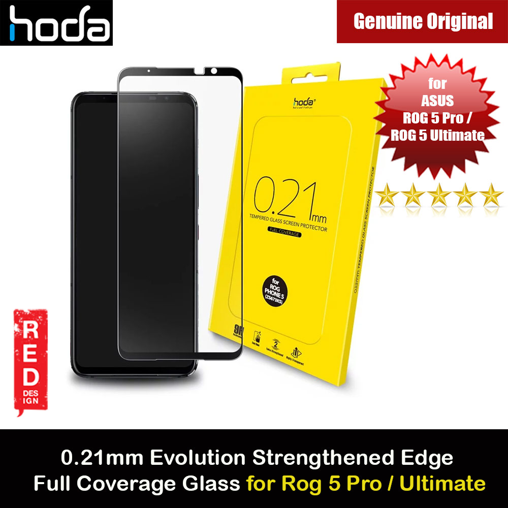 Hoda 0.21mm Evolution Strengthened Edge Full Coverage Glass Screen Protector 9H Tempered Glass for Asus Rog Phone 5 Pro Rog Phone 5 Ultimate  (0.21 mm Strengthen Edge Black)