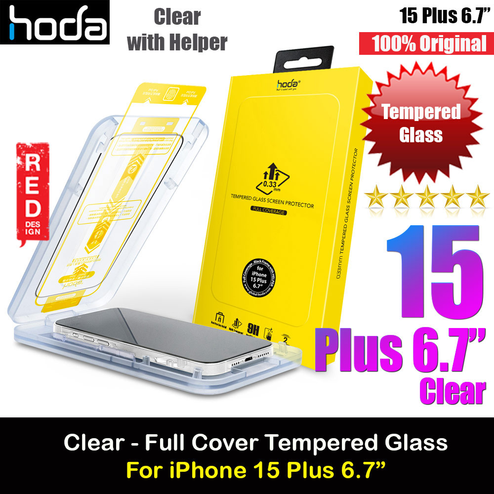 Hoda 0.33mm 2.5D Full Coverage Tempered Glass Screen Protector for Apple iPhone 15 Plus 6.7 (Clear Black)