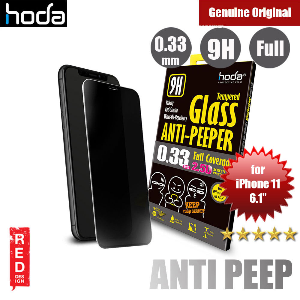 Hoda 0.33mm Full Coverage Privacy Tempered Glass Screen Protector for Apple iPhone 11 6.1" (Anti Peeper Anti View Black)
