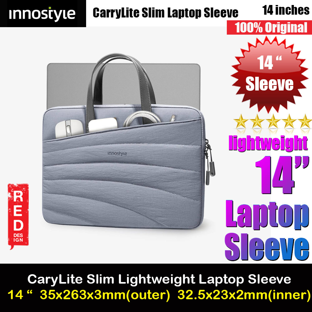 Innostyle CarryLite Slim Series Shock Proof Lightweight Laptop Notebook Hand Carry Sleeve with Front Compartment for up to 14 inches Laptop (Gray)