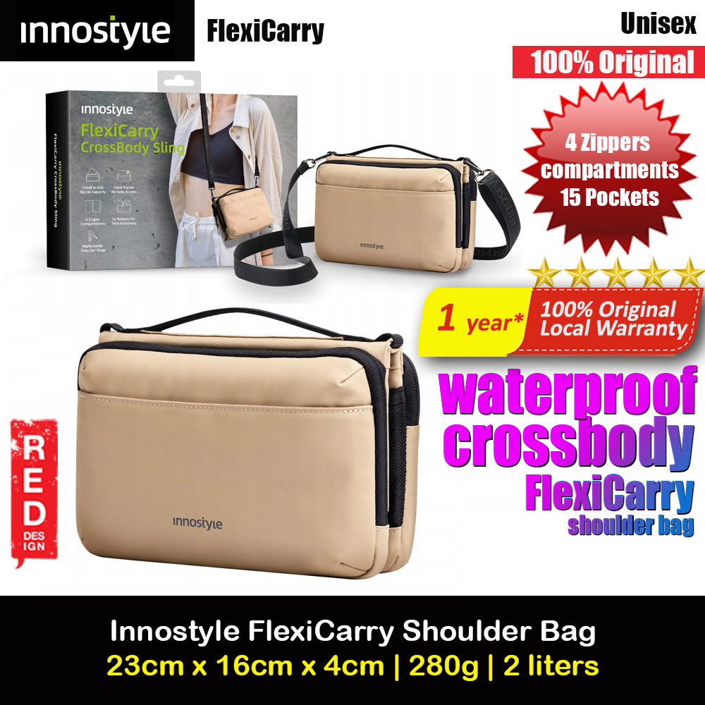 Innostyle FlexiCarry Crossbody Sling Shoulder Hand Carry Urban Style Bag Travel Bag (Dune Dawn)