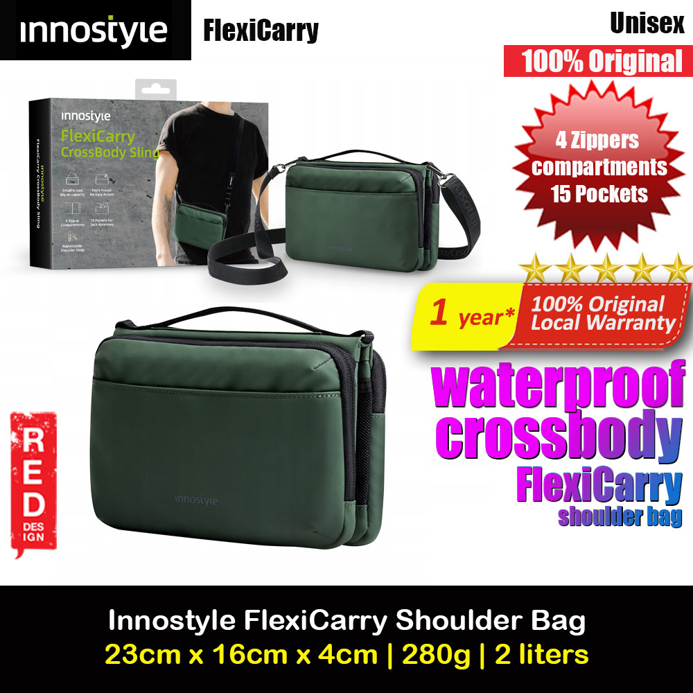 Innostyle FlexiCarry Crossbody Sling Shoulder Hand Carry Urban Style Bag Travel Bag (Meadow Green)