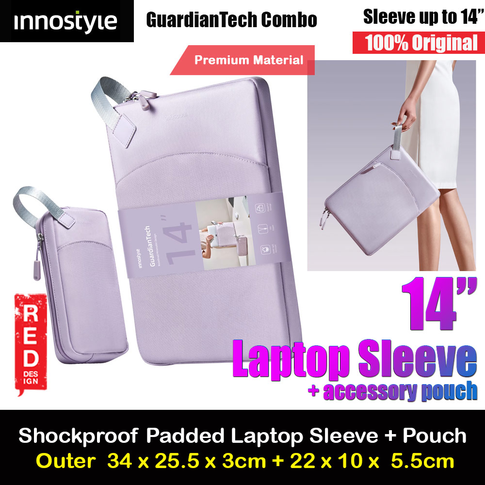 Innostyle Guardian Tech Sleeve Shock Proof Laptop Notebook Sleeve with accessories pouch for up to 14 inches Laptop (Lavender)
