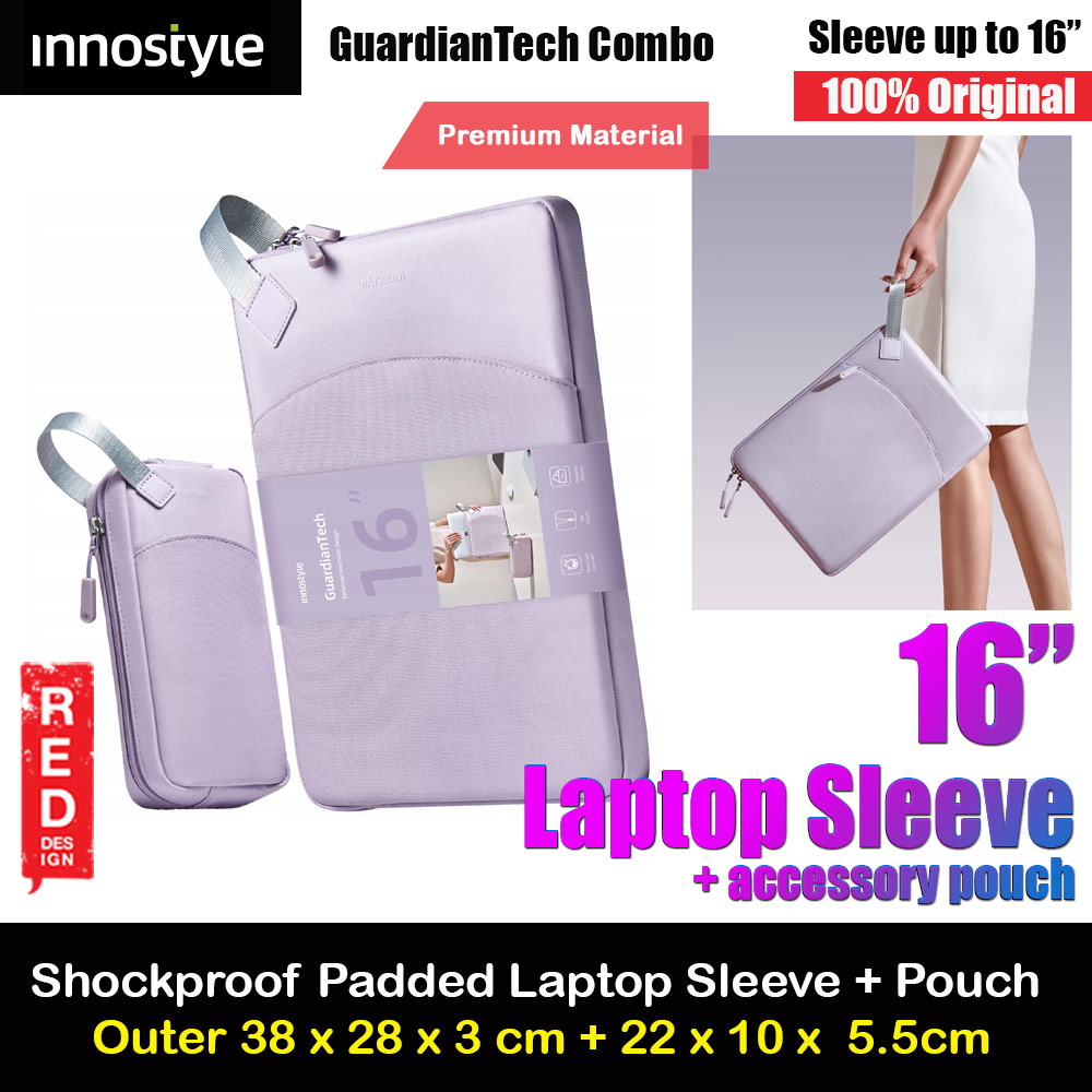 Innostyle Guardian Tech Sleeve Shock Proof Laptop Notebook Sleeve with accessories pouch for up to 16 inches Laptop (Lavender)