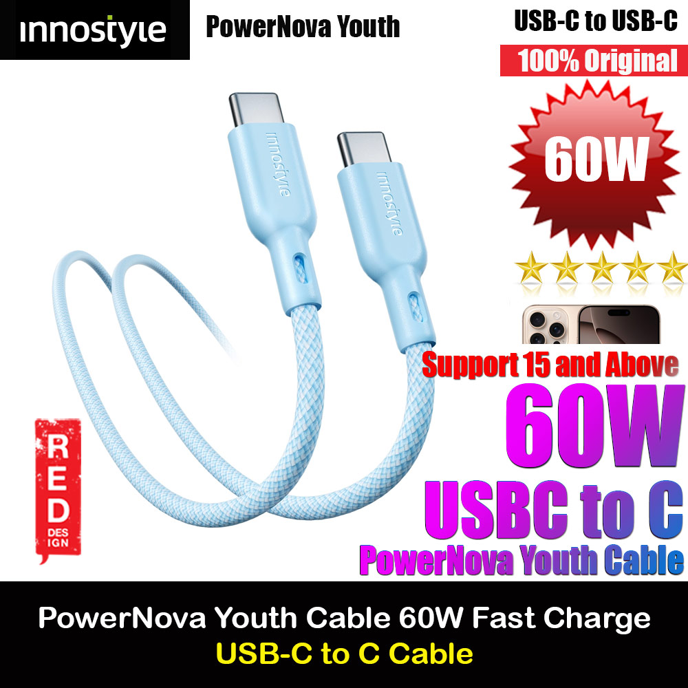 Innostyle PowerNova Youth 60W Fast Charging Data Cable USB-C to USB-C 150cm (Blue)