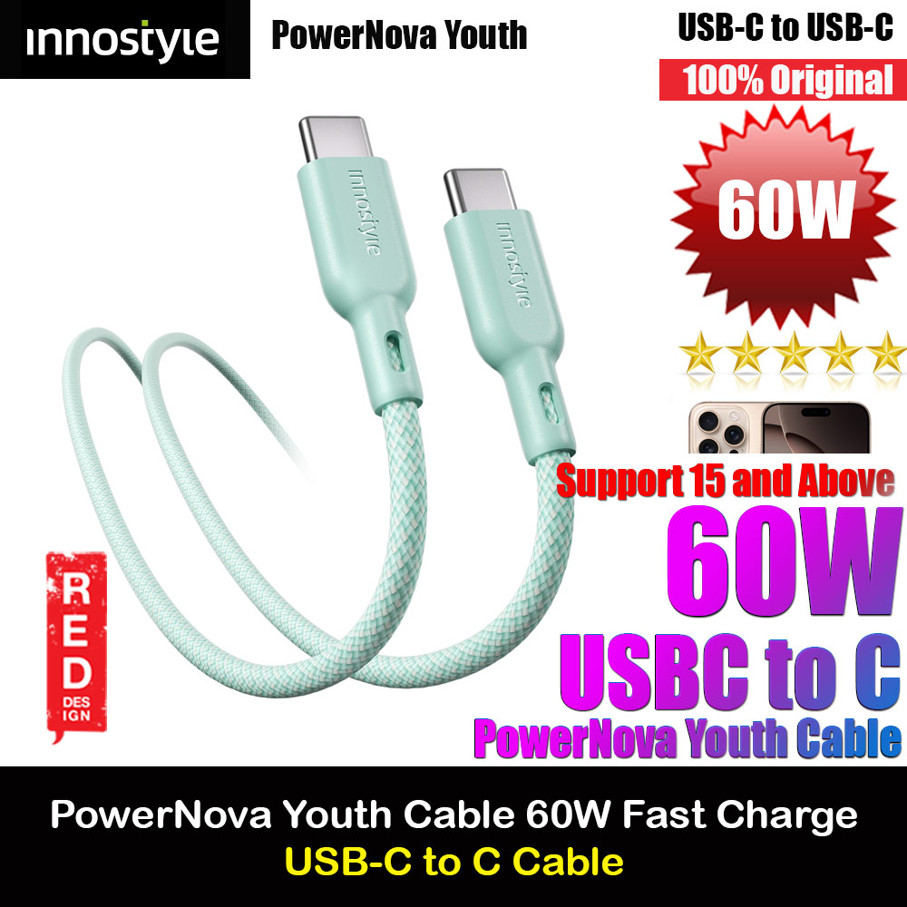 Innostyle PowerNova Youth 60W Fast Charging Data Cable USB-C to USB-C 150cm (Green)