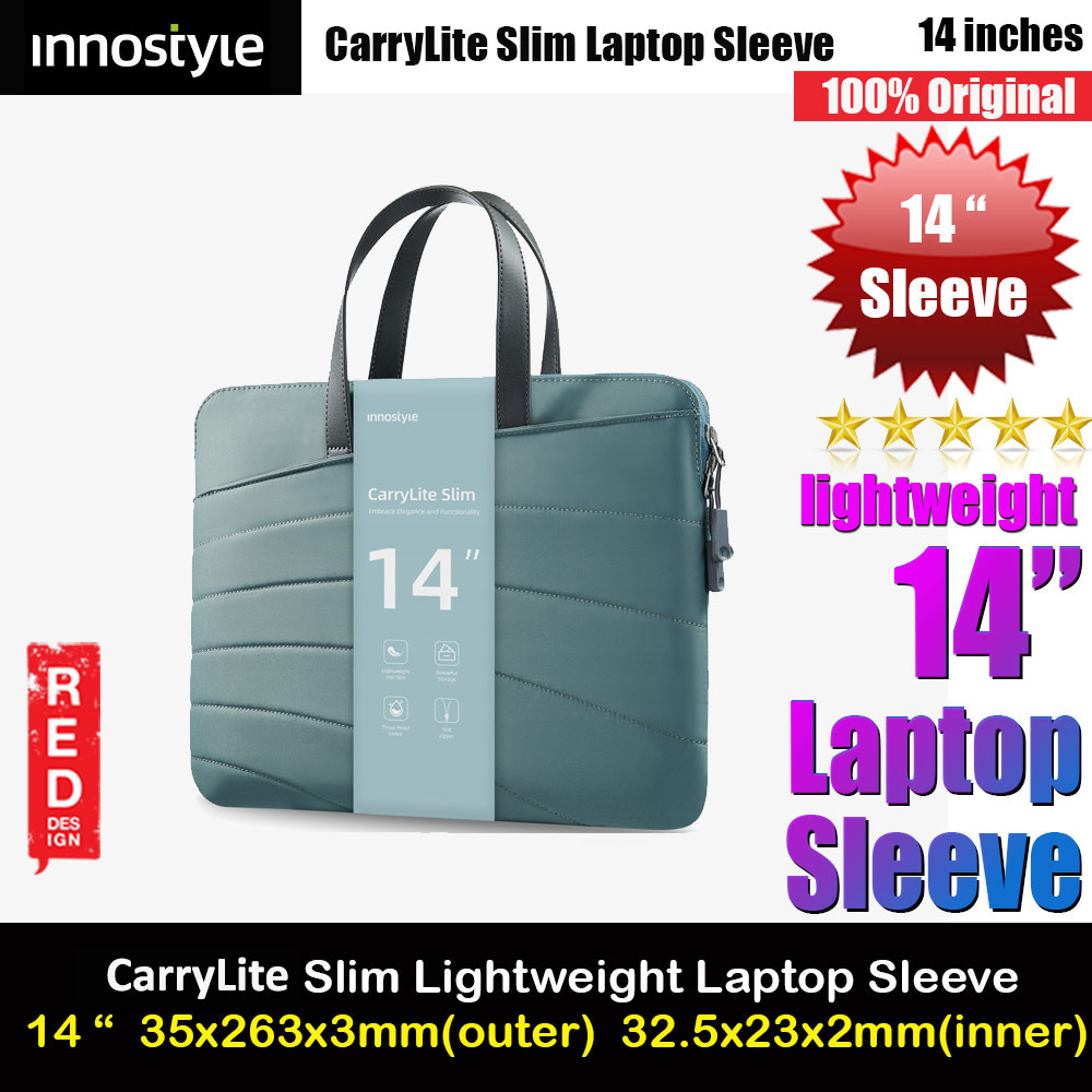 Innostyle CarryLite Slim Series Shock Proof Lightweight Laptop Notebook Hand Carry Sleeve with Front Compartment for up to 14 inches Laptop (Midnight Green)