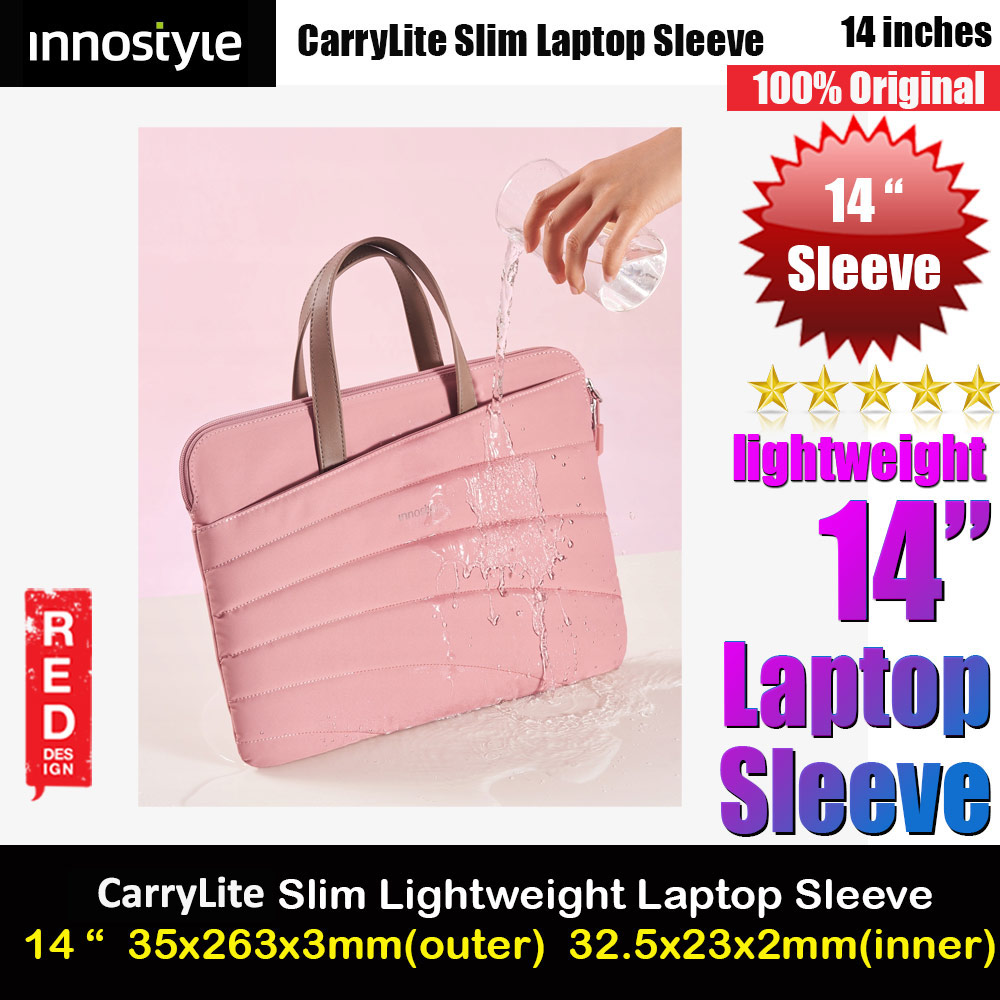 Innostyle CarryLite Slim Series Shock Proof Lightweight Laptop Notebook Hand Carry Sleeve with Front Compartment for up to 14 inches Laptop (Pink)