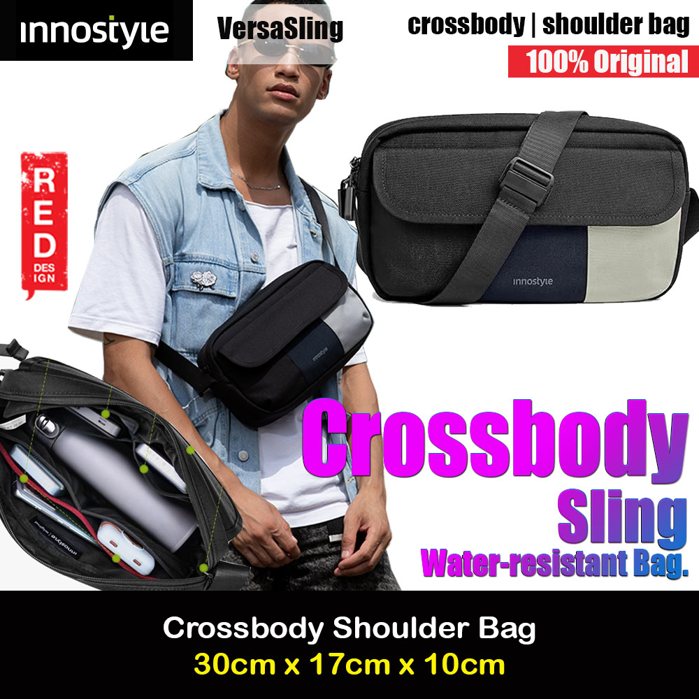 Innostyle VersaSling Crossbody Shoulder Bag Pack Casual Bag Water Resistant Messenger for Women Men with Adjustable Strap (Black Blue Gray)