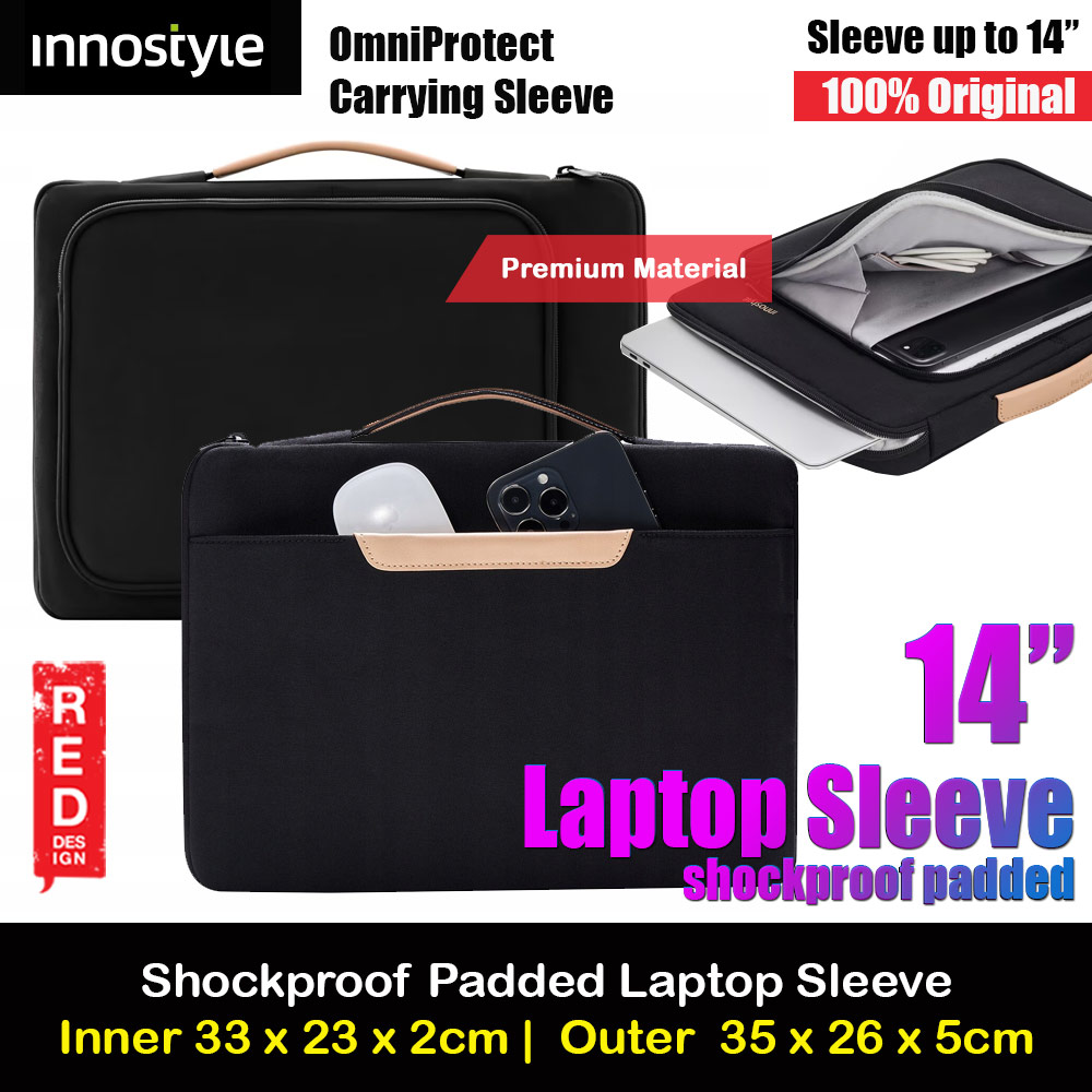 Innostyle Omiprotect Carrying Sleeve Shock Proof Laptop Notebook Sleeve with Front Compartment for up to 14 inches Laptop (Black)