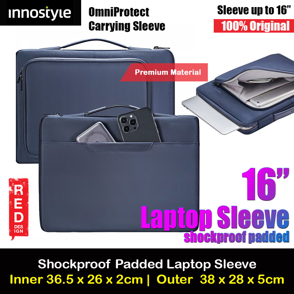Innostyle Omiprotect Carrying Sleeve Shock Proof Laptop Notebook Sleeve with Front Compartment for up to 16 inches Laptop (Midnight Blue)