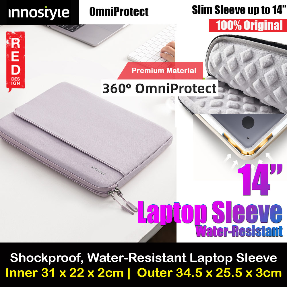 Innostyle Omiprotect Series Shock Proof Laptop Notebook Sleeve with Front Compartment for up to 14 inches Laptop (Lavender)