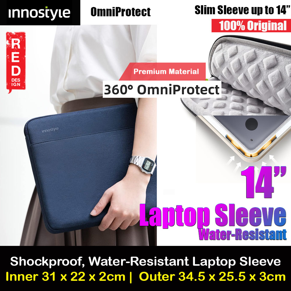 Innostyle Omiprotect Series Shock Proof Laptop Notebook Sleeve with Front Compartment for up to 14 inches Laptop (Midnight Blue)
