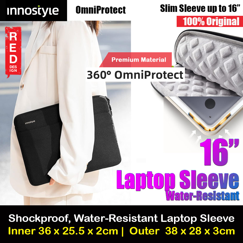 Innostyle Omiprotect Series Shock Proof Laptop Notebook Sleeve with Front Compartment for up to 16 inches Laptop (Black)