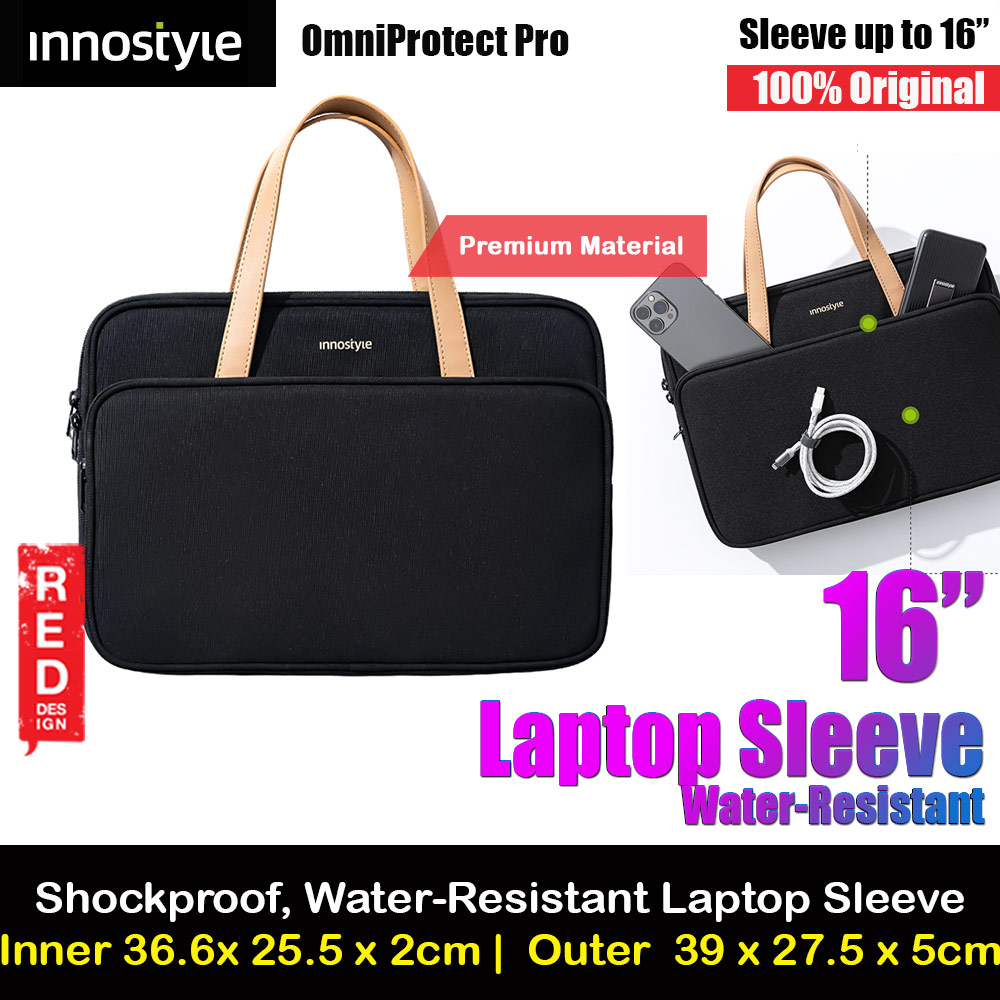 Innostyle Omiprotect Pro Series Shock Proof Laptop Notebook Hand Carry Sleeve with Front Compartment for up to 16 inches Laptop (Black)