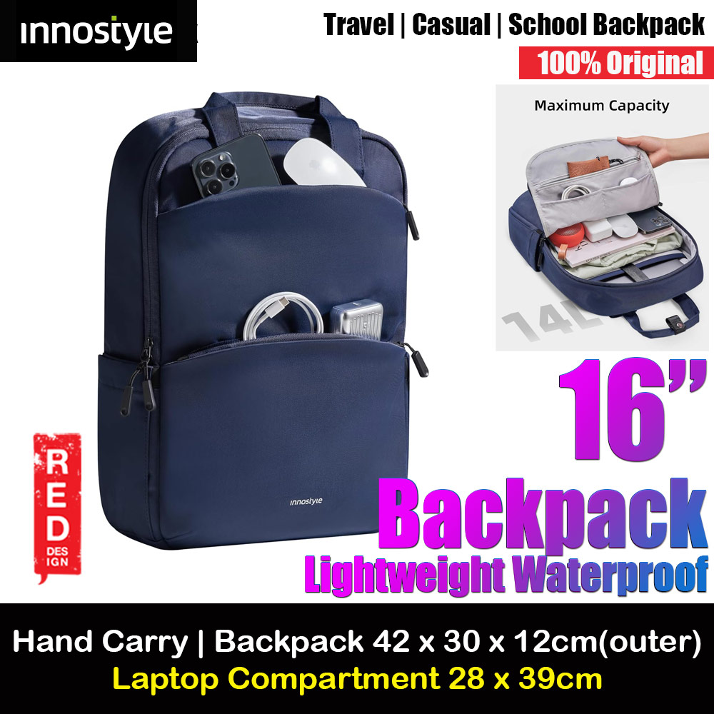 Innostyle ColorLite Series Lightweight Waterproof Hand Carry Travel Backpack for laptop up to 16" (Deep Blue)