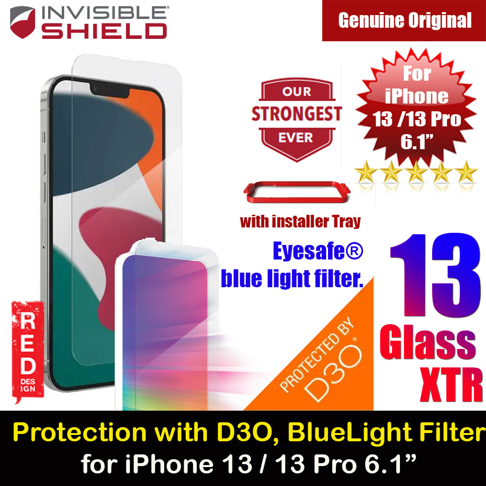 Invisible Shield Glass XTR D30 Impact Protection Screen Protector Tempered Glass for iPhone 13 iPhone 13 Pro 6.1 (Anti Blue Light )