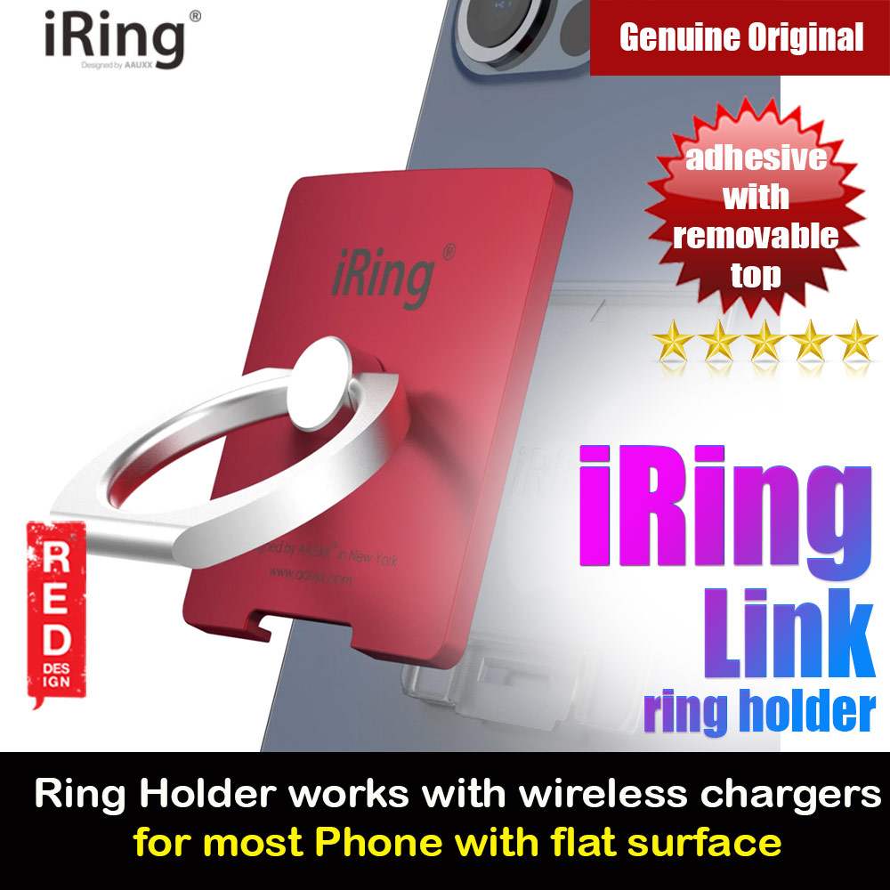 AAUXX iRing Link Universal Phone Grip and Stand Compatible with wireless charging (Metallic Red)