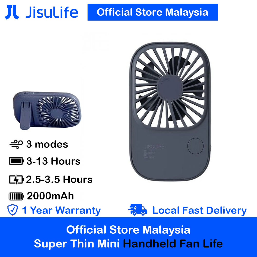 Jisulife Malaysia Handheld Fan Ultra Thin Mini Fan Small Portable Fan USB Rechargeable Personal Lash Fan with 3 Speeds for Office Outdoor Travel (Navy)